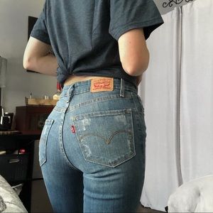 Levi’s patchwork Bootcut Raw Hem